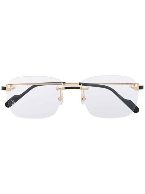 cheap cartier gold frames|cartier rectangular rimless glasses.